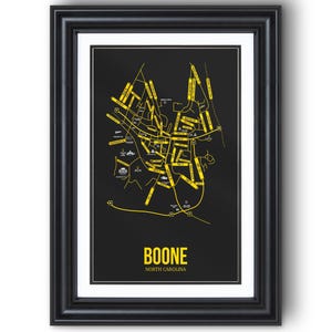 Boone, North Carolina Street Map – College Town Wall Art, Framed or Unframed Print, Dorm Room or Graduation Gift