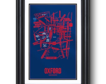 Plattegrond van Oxford, Mississippi – Muurdecoratie voor in de universiteitsstad, ingelijst of oningelijst, ideaal als cadeau voor je studentenkamer of afstuderen.
