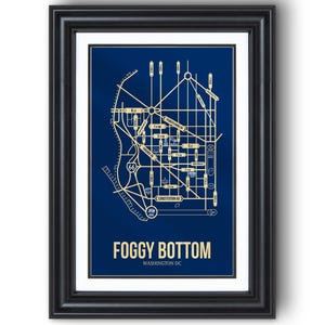 Foggy Bottom, Washington DC Street Map – College Town Wall Art, Framed or Unframed Print, Dorm Room or Graduation Gift