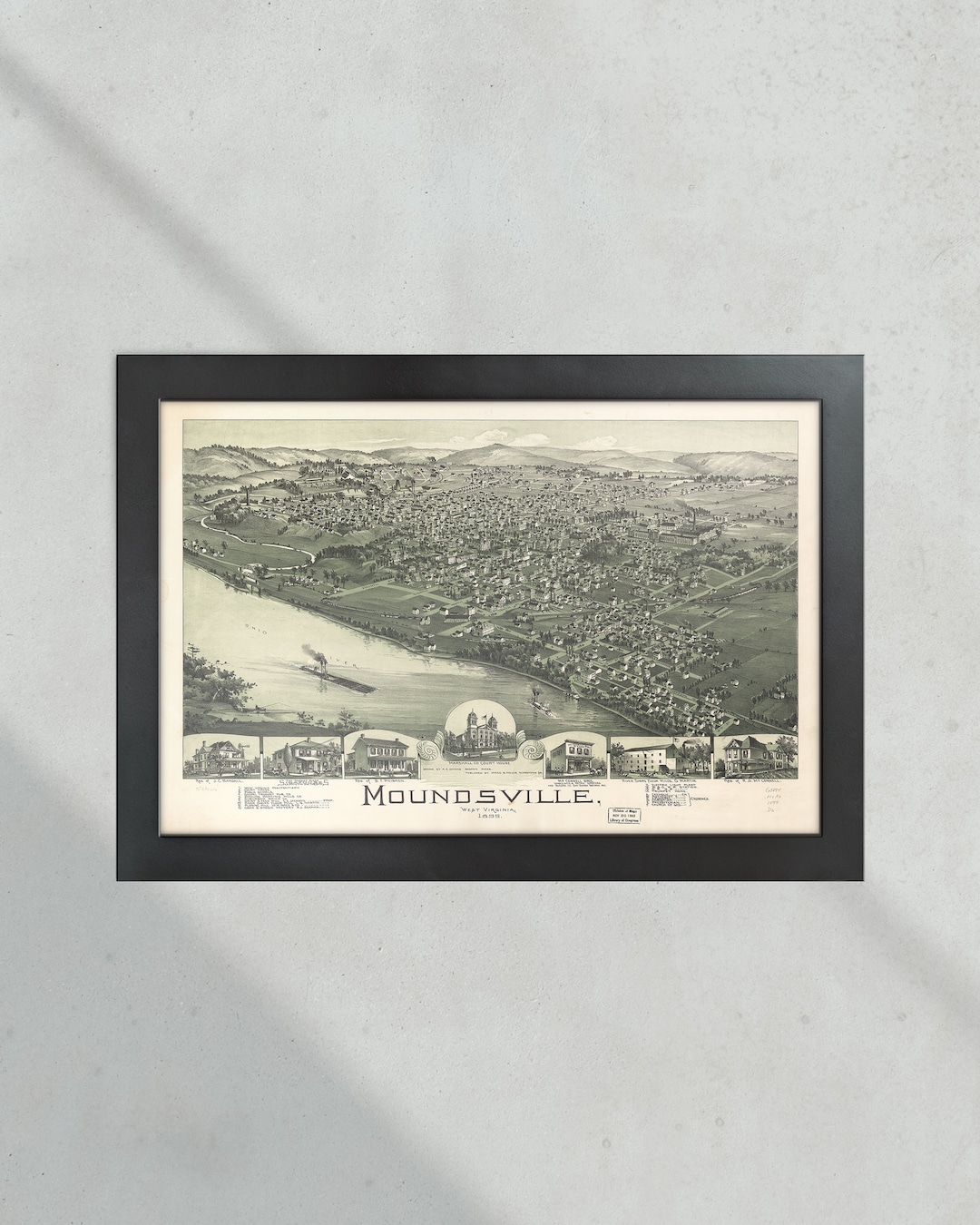 Vintage Map Moundsville West Virginia 1899 State of West Etsy