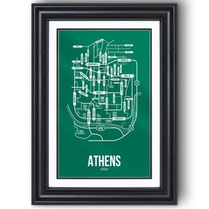 Athens, Ohio Street Map – College Town Wall Art, Framed or Unframed Print, Dorm Room or Graduation Gift