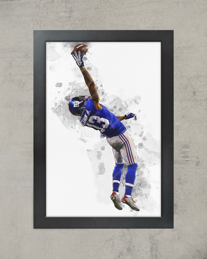 New York Giants Odell Beckham Jr NFL Framed Poster Print Football Wall