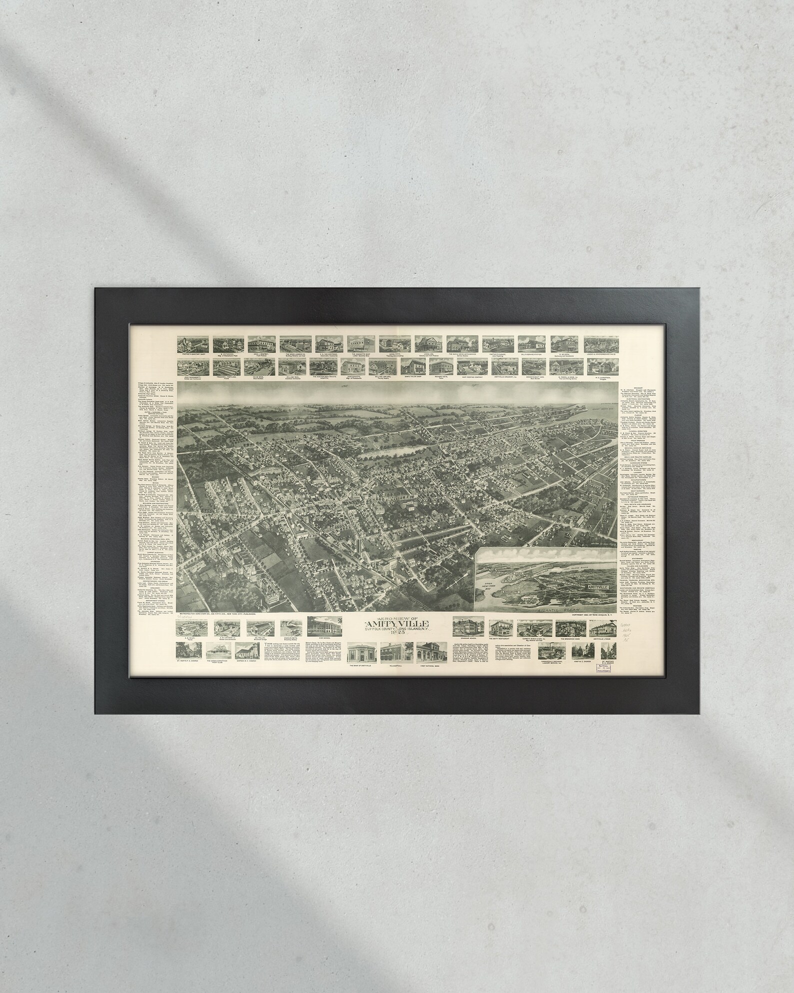 Vintage Map Aero View of Amityville Suffolk County Long Island Etsy