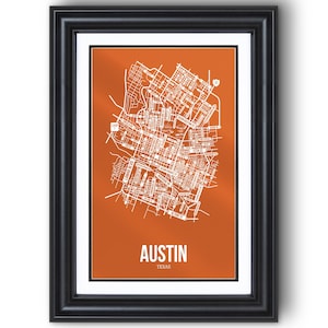 Austin, Texas Street Map – College Town Wall Art, Framed or Unframed Print, Dorm Room or Graduation Gift