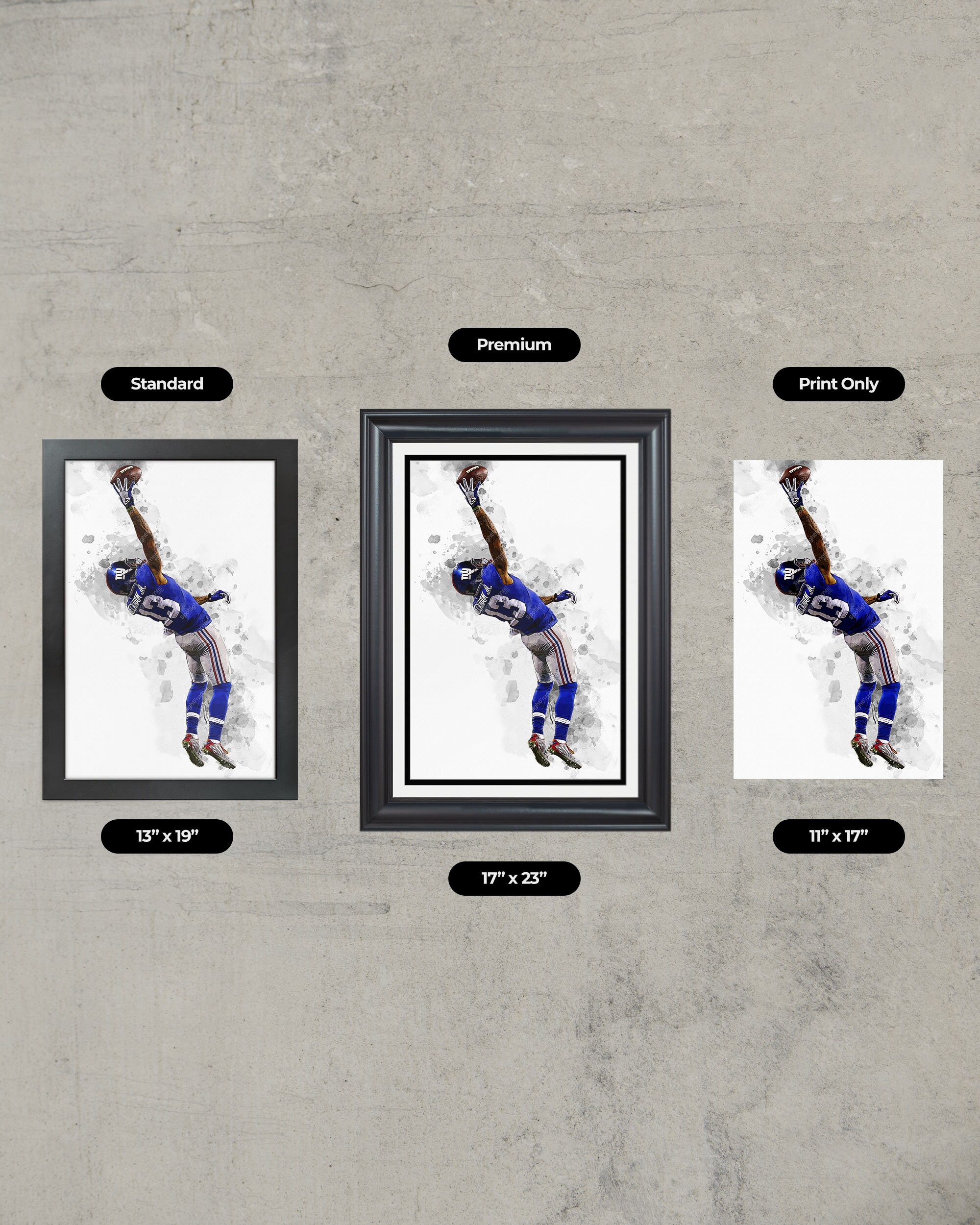 New York Giants Odell Beckham Jr NFL Framed Poster Print Football Wall