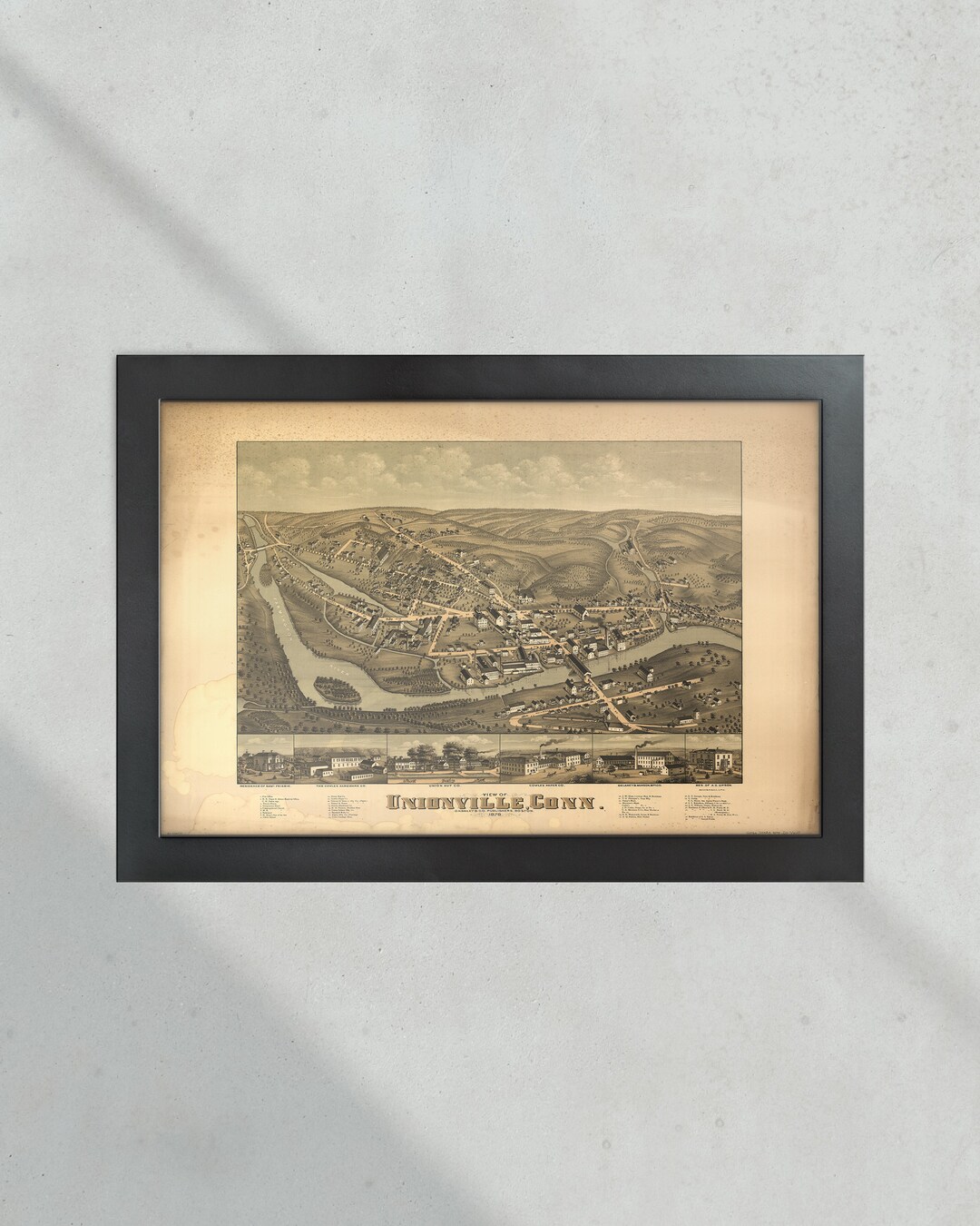 Vintage Map View of Unionville Conn State of Connecticut Etsy