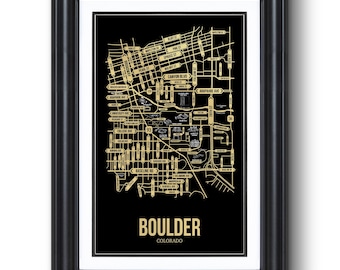 Boulder, Colorado Street Map – University Town Wall Art, Framed or Unframed Print, Dorm Room or Graduation Gift
