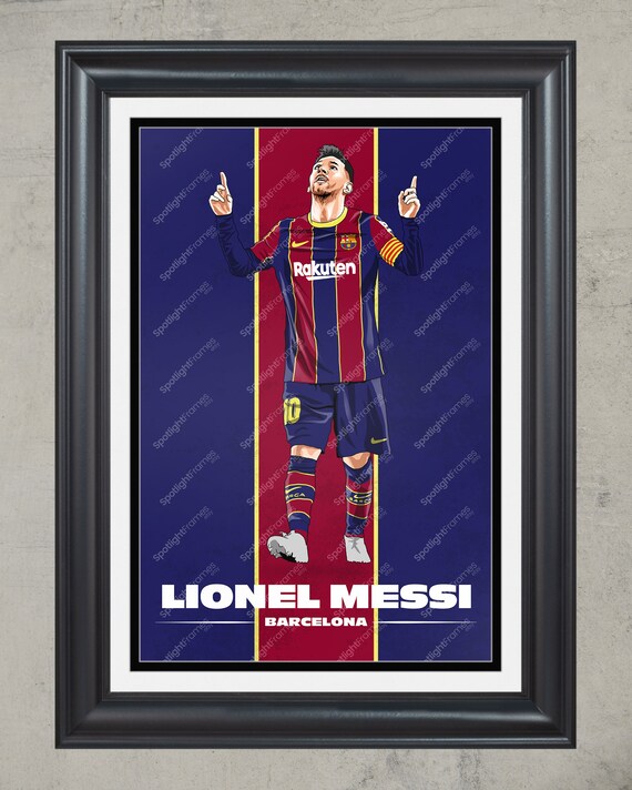 Poster di Lionel Messi, FC Barcelona, stampa d'arte della parete  incorniciata da calcio -  Italia