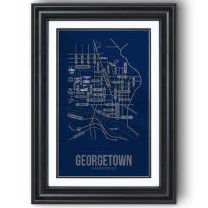 Georgetown, Washington DC Street Map – College Town Wall Art, Framed or Unframed Print, Dorm Room or Graduation Gift