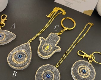 Autorückspiegelanhänger Evil Eye oder Schlüsselanhänger Resin