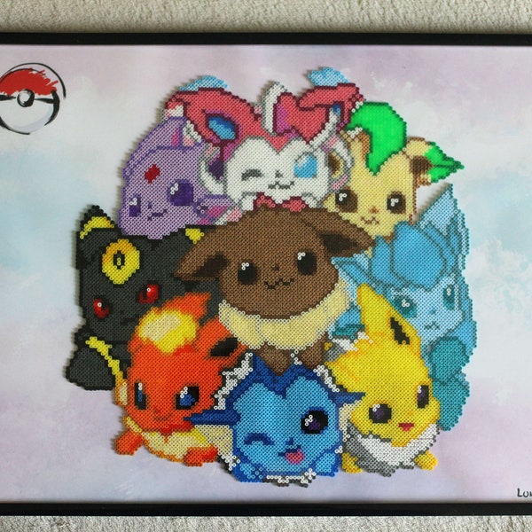 Tableau perler Lun'Hare Pokémon Évoli