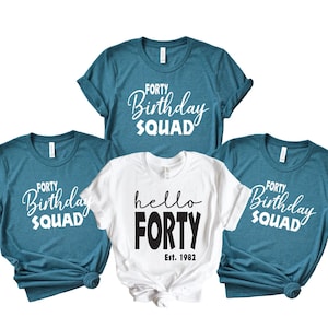 Hello Forty  Group Shirts, Birthday Group Shirts, Birthday Crew, Birthday Squad, 40th Birthday Tee, Birthday Party Tees, Birthday Party Tees
