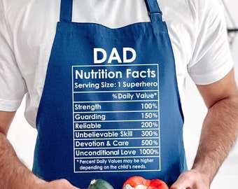 Dad Nutrition Facts Apron: Funny Grill Master Gift, 3 Pockets