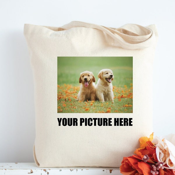 Custom Picture Tote Bag, Photo Shopping Bag Custom Photo Tote Bag, Shopping Bag, Custom Tote Bag, Promotional Tote Bag, Trade Show Gift Bag