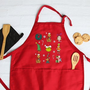 Retro Christmas Characters Apron, Merry Christmas Apron, Retro Christmas Apron, Christmas Apron, Trendy Christmas Apron,Christmas Gift Apron