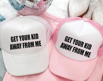 Get Your Kid Away From Me Hat, Childless Cat Lady Funny Cap, Sarcastic Hats