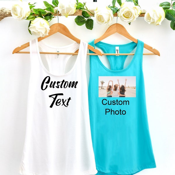 Custom Text Image  Logo Tank Top, Personalize Tank, Custom Design Tank, Custom Birthday Tank, Custom Bachelorette Tank , Front Back Printing