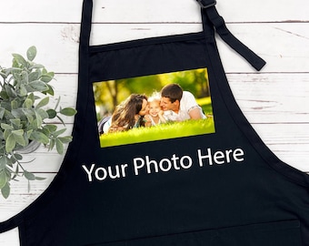 Custom Photo Apron, Custom Text Apron, Picture Chef Gift Apron, Apron For Women And Men, Personalized Gift Apron, Adjustable Photo Apron