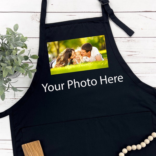 Custom Photo Apron, Custom Text Apron, Picture Chef Gift Apron, Apron For Women And Men, Personalized Gift Apron, Adjustable Photo Apron