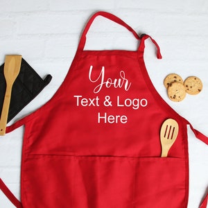 Personalized Logo Apron with Pockets: Custom Text Apron