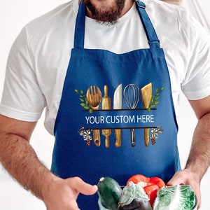 Custom Kitchen Tools Apron, Personalized Cooking Tools Apron, Chef Logo Apron, Love Baking Apron, Custom Chef Apron, Custom Text Name Apron