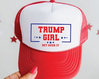 Trump Girl Get Over It Stars Red, Trump Girl Hat, Make America Great Again Cap, Republican Woman Cap, Trump Campaign MAGA Hat, Vote 2024 Hat
