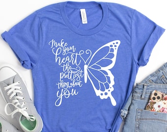 Butterfly Heart Bella Canvas T-Shirt: Inspirational Women's Tee