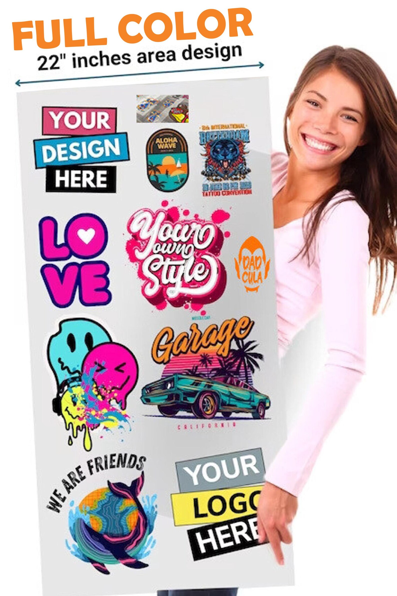 22x10 Inch Custom DTF Gang Sheet: Full Color Direct to Film Printing ...