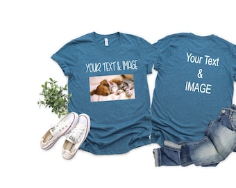 Custom Two-Sided Text & Image Shirt: Front and Back Customize Design Tee, Personalized Graphic Apparel