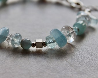 Armband, Aquamarin und Quarz