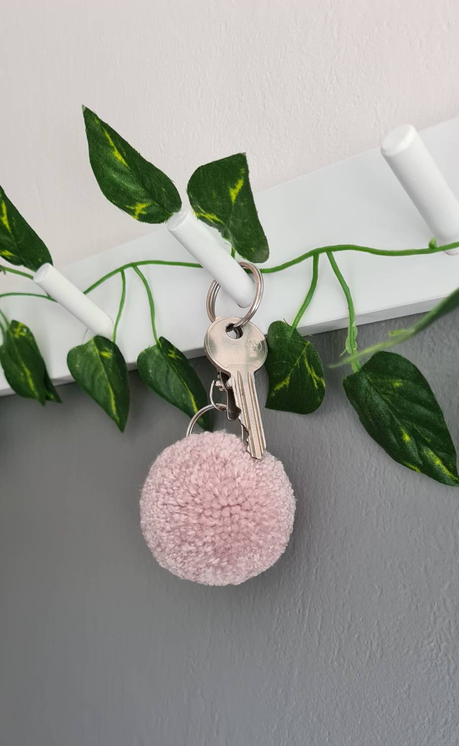Pom pom keyring.pompom.pompom accessorie. Keyring. Etsy