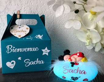 Veilleuse, cadeau personnalisé bébé, veilleuse personnalisée, veilleuse bébé, baptême, naissance, décoration chambre enfant, Mickey mouse