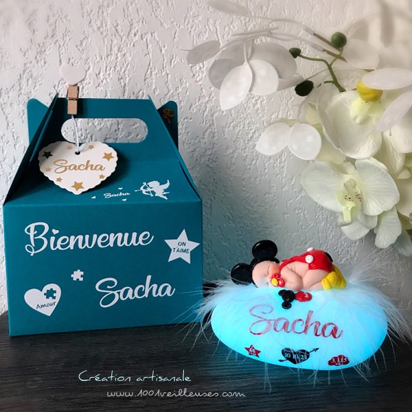 Night light, personalized baby gift, personalized night light, baby night light, baptism, birth, child's room decoration, Mickey mouse