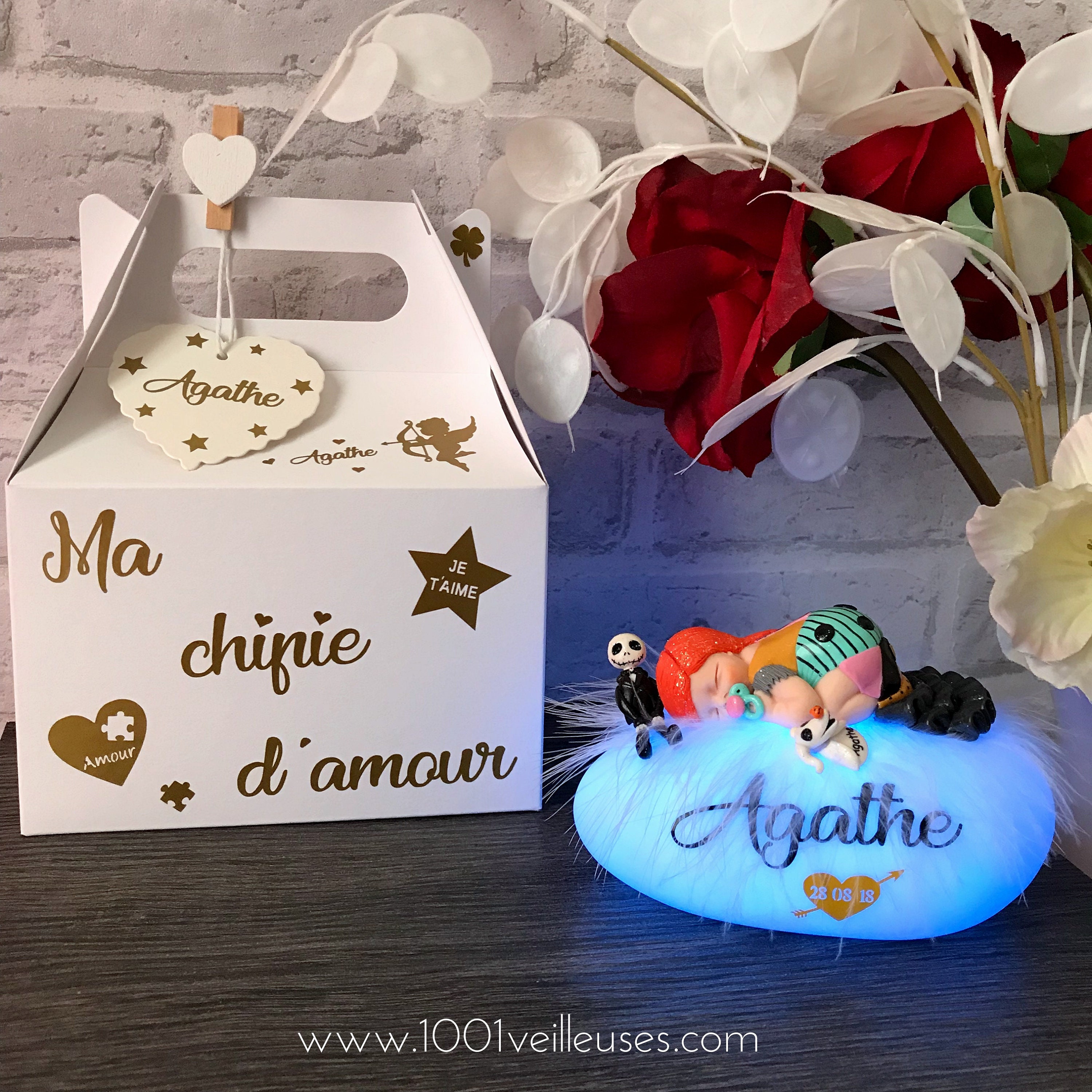 Sally, Veilleuse Bebe Sally, Lampe Led, Lampe Personnalisé Prénom, Led Mr Jack, Cadeau L'étrange Noë