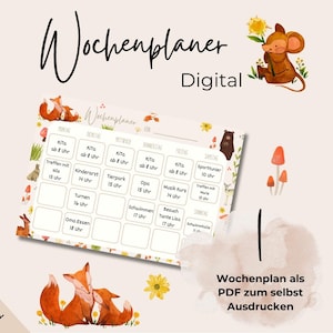 WOCHENPLANER FAMILIE KINDER digital zum Ausdrucken // Wochenkalender // Tagesplaner // Alltag Organisation // Montessorie // Essensplaner