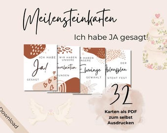 Wedding Milestone Cards | Printable Wedding Milestone Cards | Engagement to Wedding | Wedding Planning | Digital Download