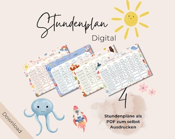 Digital School Timetable for Printing // Overview of School Hours for Teachers and Parents // Weekly Plan for Children // Back-to-School Gift
