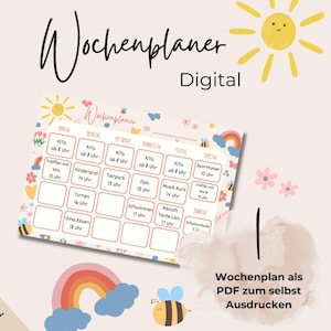 WOCHENPLANER FAMILIE KINDER digital zum Ausdrucken // Wochenkalender // Tagesplaner // Alltag Organisation // Montessorie // Essensplaner