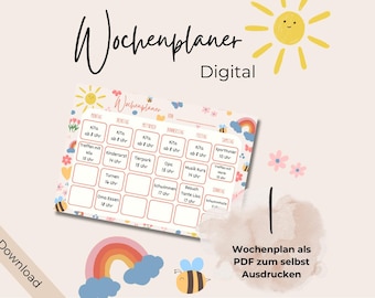 Weekly planner for families and children (digital, printable) // Weekly calendar // Daily planner // Everyday organization // Montessori // Meal planner