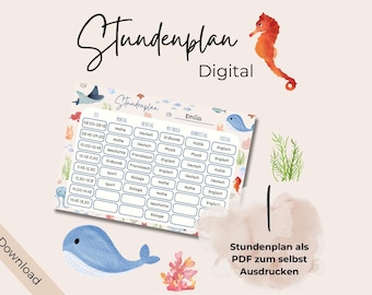 Digital School Timetable for Printing // Overview of School Hours for Teachers and Parents // Weekly Plan for Children // Back-to-School Gift