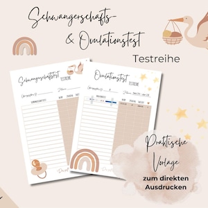 KINDWENS PLANNER TESTSERIE Sjabloon voor het afdrukken van pasta ovulatie & zwangerschapstest / Kiwu dagboek / ovulatie babyplanner