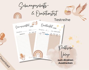 Fertility Planner Test Series Template for Printing Ovulation & Pregnancy Tests / Trying to Conceal / Ovulation Baby Planner