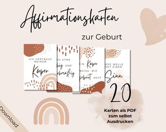 Birth Affirmation Cards | Printable Birth Affirmations | Hypnobirthing Cards | Birth Preparation | Digital Download