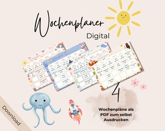 Weekly planner for families and children (digital, printable) // Weekly calendar // Daily planner // Everyday organization // Montessori // Meal planner