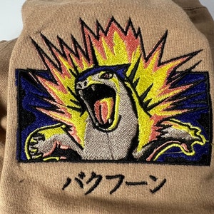 Typhlosion Embroidered Hoodie | Anime Embroidery  | Y2K | Harajuku Kawaii Sweatshirt | Gift