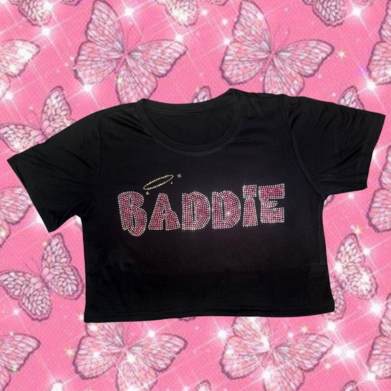 Baddie Rhinestone Crop T-Shirt