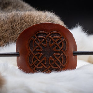 Celtic hair slide | Leather barrette with celtic knot | stick barrette | celtic hair jewelry | Druid | Wicca | Hand Tooled Leather