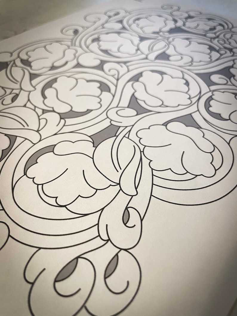 Western Floral Leather Tooling Pattern, Leatherwork Carving Pattern