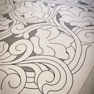 Western Floral Leather Tooling Pattern, Leatherwork Carving Pattern, PDF ONLY