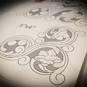 Corner Tooling Pattern, Corner Design Pattern, Sheridan Floral Design Pattern, Leather Carving, Leather Tooling Pattern